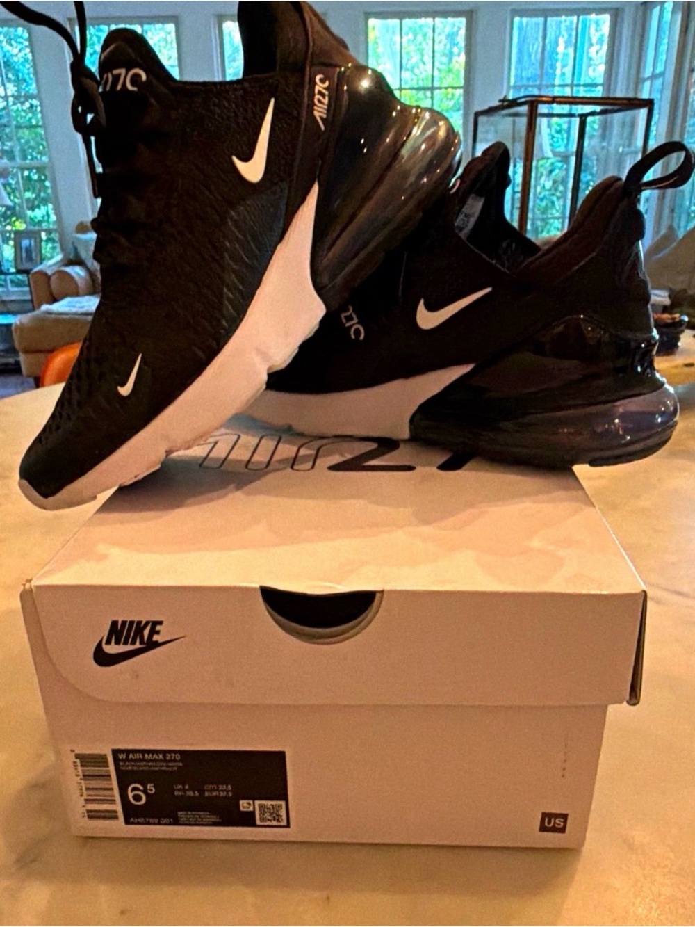 Nike Women’s Air Max 270 Black/White Athletic Sneakers